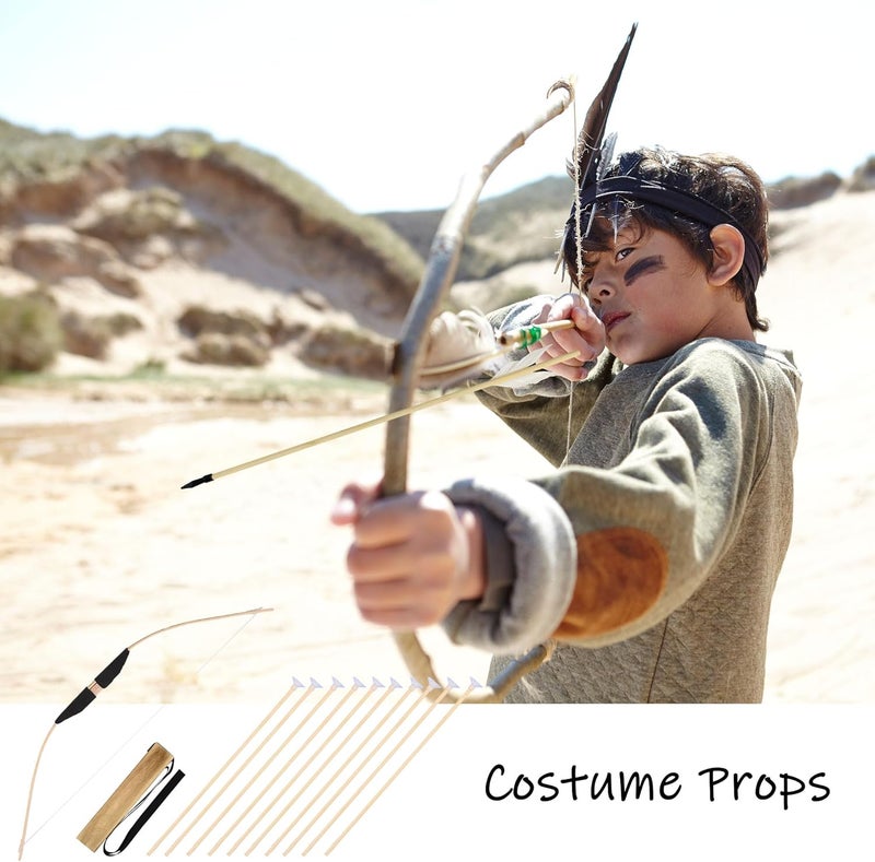 Basbon 10 Pcs Wooden Suction Cup Arrows, 16 Inch Handmade Wooden Toy Arrow for Kids and Beginners, Archery Bows Outdoor Play Cosplay Costume Decoration - Image 5